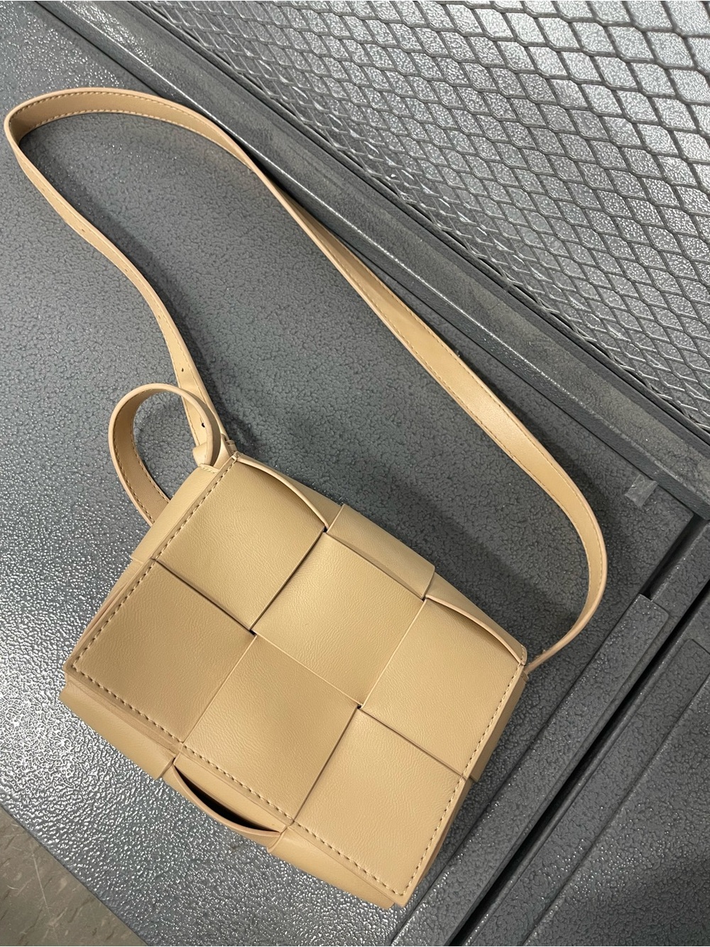 Woven Crossbody Bag in Beige — Women's Shoulder Bag